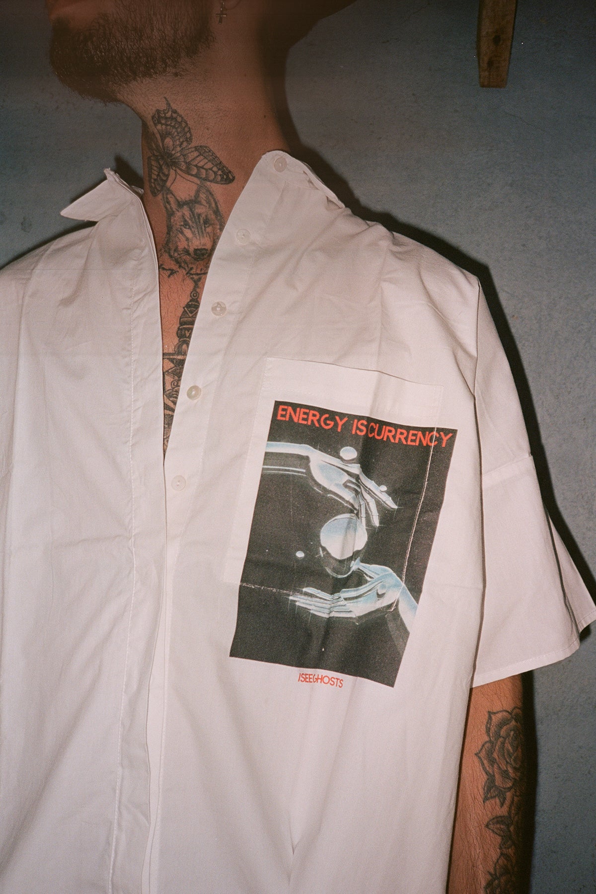 Iseeghosts unisex onesize cotton shirt energy is currency bali sustainable brand
